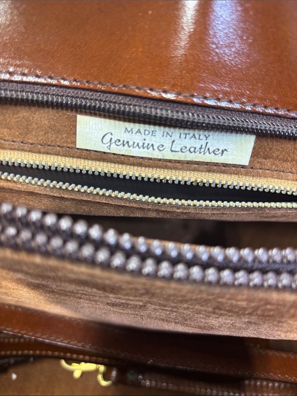 Gianni Firenze Brown Leather Structured Top-Handle Satchel with Gold Accents - Picture 2 of 4